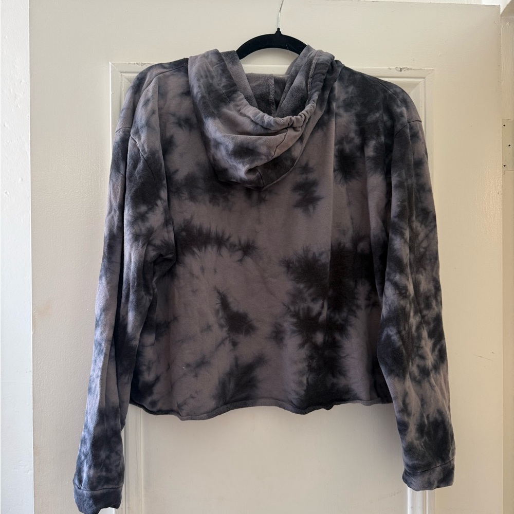 Fifth Sun Women's Tie-Dye Hooded Sweater - Gray & Black - Picture 2 of 3